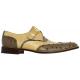 Mauri "Corleone" 3040 Mouse / Dune Genuine Ostrich / Ostrich Leg Monk Strap Loafer Shoes.