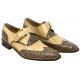 Mauri "Corleone" 3040 Mouse / Dune Genuine Ostrich / Ostrich Leg Monk Strap Loafer Shoes.