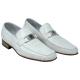 Mauri "Royalty" 3042 White Genuine Ostrich Leg Loafer Shoes.