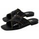 Mauri "Luxor" 5062 Black Genuine Ostrich Leg / Homer Fabric Patent Leather Sandals.