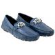 Mauri "Tide" 3485 Caribbean Blue Genuine Crocodile Flank Hand Painted Loafer Shoes.