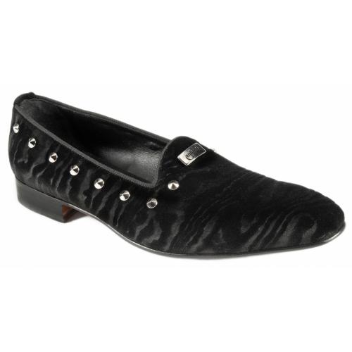 Mauri 3061 Black Camouflage Genuine Suede With Studs Loafer Shoes.