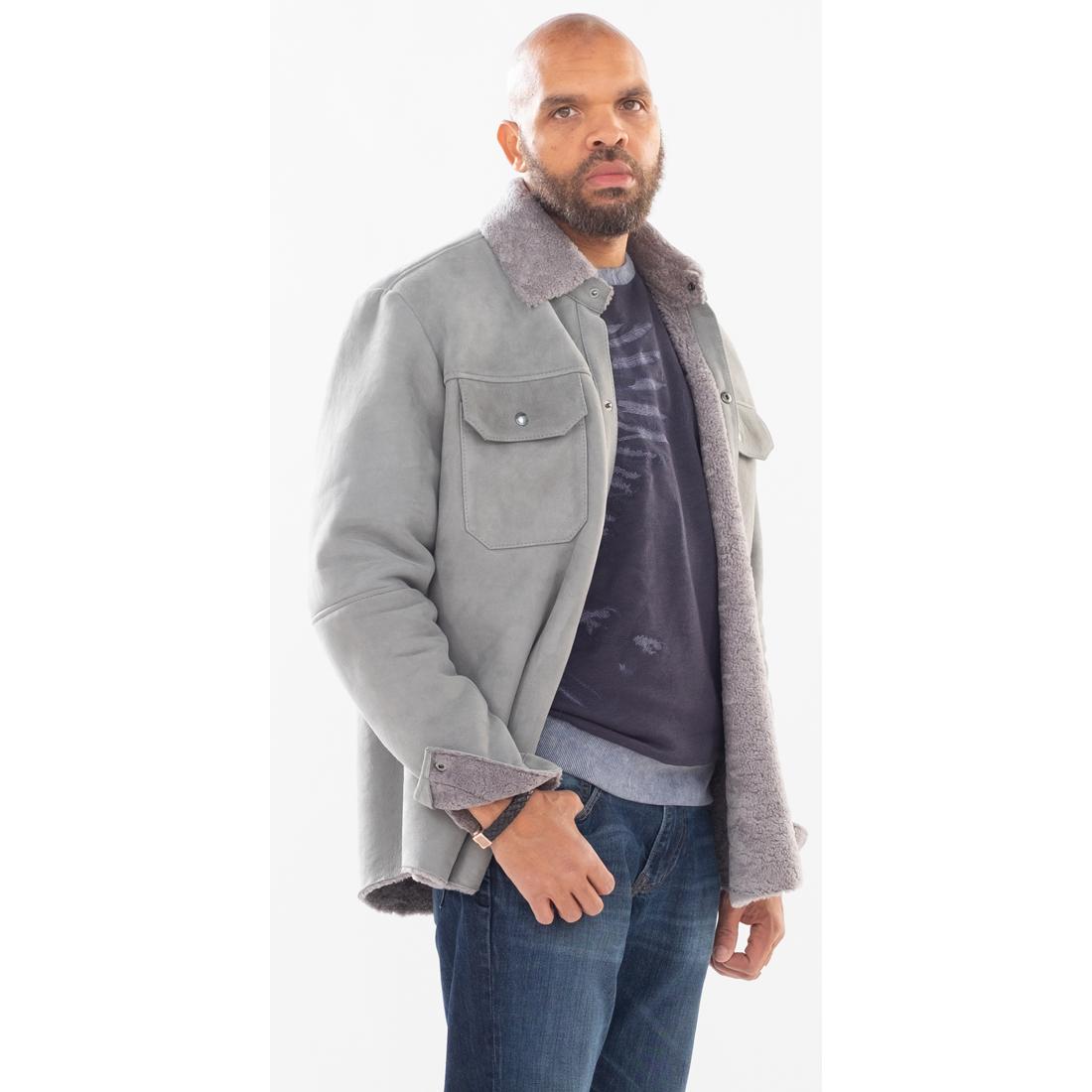 G-Gator Grey Genuine Sheepskin Shirt 715. - $999.90 :: Upscale Menswear ...