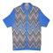 Silversilk Blue / Salmon / White Button Up Knitted Short Sleeve Shirt 8118
