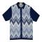 Silversilk Navy / Blue / White Button Up Knitted Short Sleeve Shirt 8118