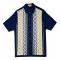 Silversilk Navy / Mustard / White Button Up Knitted Short Sleeve Shirt 8119