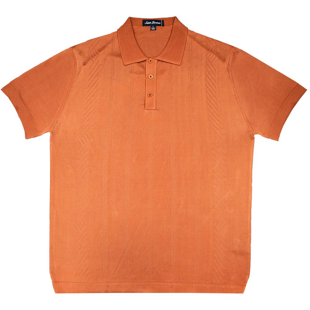 Saint Lorenzo Rust Knitted Microfiber Casual Short Sleeve Polo Shirt ...
