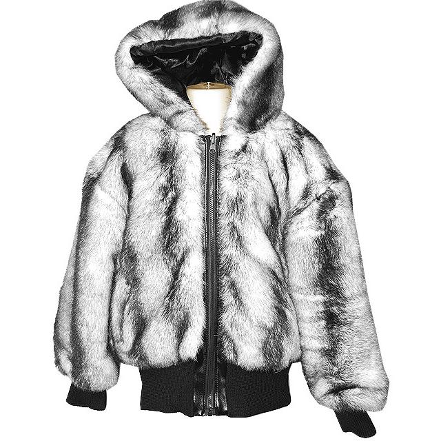 reversible fur jacket with hood
