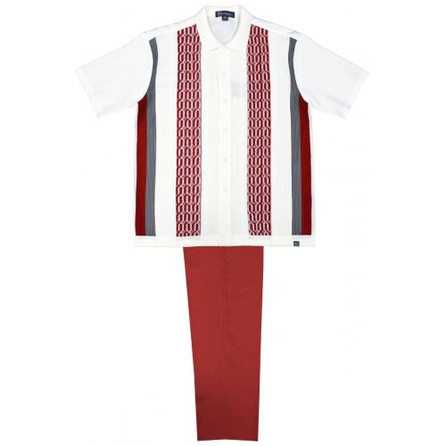 Silversilk Red / White Hand Woven Short Sleeve Knitted Outfit 8204