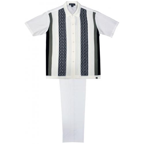 Silversilk White / Black Hand Woven Short Sleeve Knitted Outfit 8204