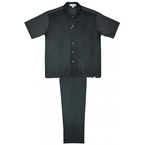 Silversilk Solid Black Hand Woven Short Sleeve Knitted Outfit 8217