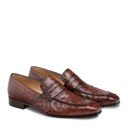 Mezlan "Lisbon" Brandy Genuine Ostrich Loafer Shoes 4561-S.