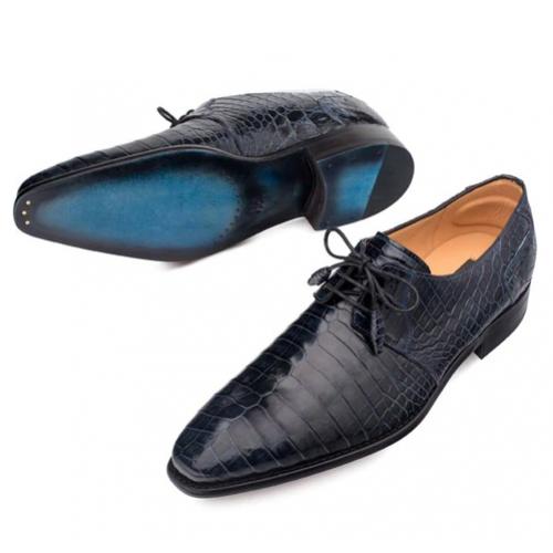 Mezlan "Moscow" Blue All-Over Genuine Alligator Shoes 4574-J