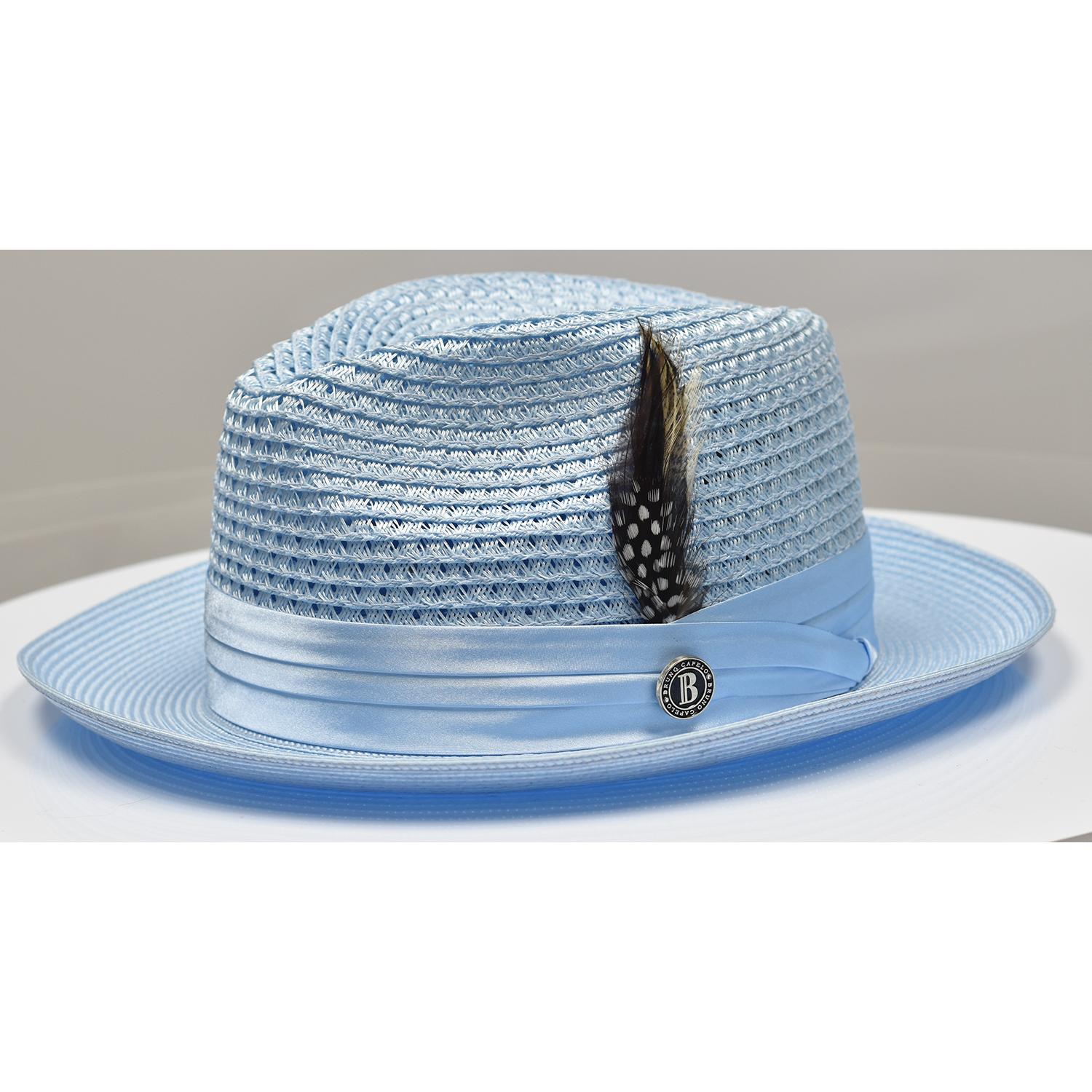 Bruno Capelo Light Blue Braided Straw Fedora Hat JU-910 - $59.90 ...