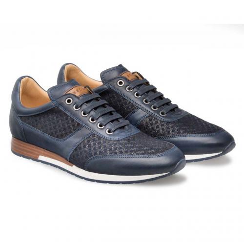 Bacco Bucci "Maxim" Blue Genuine Suede / Calf-Skin Leather Sneakers 9463