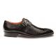 Mezlan "Athens" Black Genuine Lizard Cap Toe Dress Monk Strap Shoes 14503-L