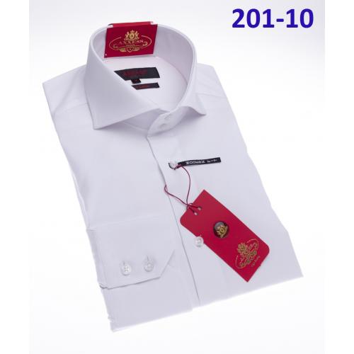 Axxess White Cotton Modern Fit Dress Shirt With Button Cuff 201-10.