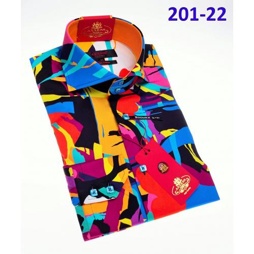 Axxess Multi Color Cotton Modern Fit Dress Shirt With Button Cuff 201-22.