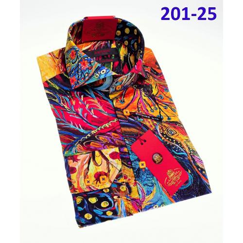 Axxess Multi Color Cotton Modern Fit Dress Shirt With Button Cuff 201-25.