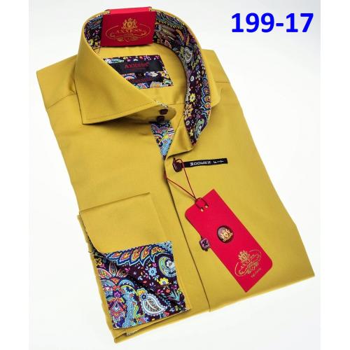 Axxess Classic Light Mustered Modern Fit Cotton Dress Shirt With French Cuff 199-17.