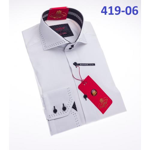 Axxess White Pick Stitching Cotton Modern Fit Dress Shirt With Button Cuff 419-06.