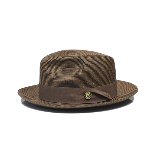 Bruno Capelo Dark Brown Fedora Braided Straw Hat FN-825