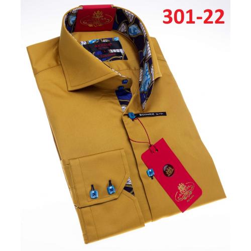 Axxess Butterscotch Modern Fit Cotton Dress Shirt With Button Cuff 301-22.