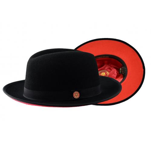 Bruno Capelo Black / Red Bottom Australian Wool Fedora Dress Hat PR-300.