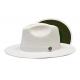 Bruno Capelo White / Dark Green Bottom Flat Brim Straw Fedora Hat KI-508.