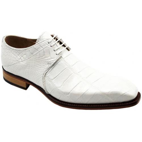 Fennix Italy "Oliver" White Genuine Alligator Oxford Shoes.