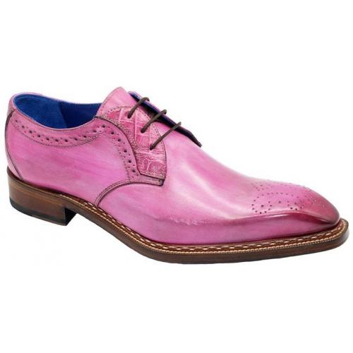 Fennix Italy "Tyler" Pink Genuine Alligator / Calfskin Lace-Up Shoes.