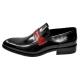 Carrucci Black / Red Contrast Banded Genuine Leather Loafers KS479-601R