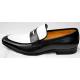 Carrucci Black / White Genuine Leather Two Tone Penny Loafers KS2240-12T