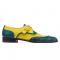 Mauri "Godfather" 3051 Forest Green / Yellow Genuine Body Alligator / Calf Studded Monk Strap Wingtip Shoes.