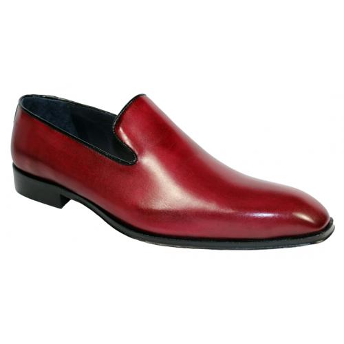 Duca Di Matiste "Alba" Antique Red Genuine Calfskin Loafer Shoes.