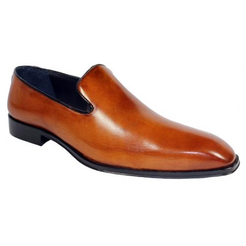 Duca Di Matiste "Alba" Cognac Genuine Calfskin Loafer Shoes.