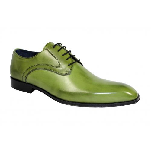 Duca Di Matiste "Varese" Olive Genuine Calfskin Lace-Up Shoes.