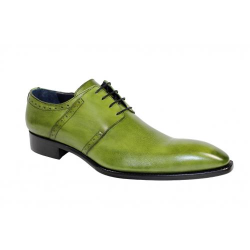 Duca Di Matiste "Treviso" Olive Genuine Calfskin Lace-Up Shoes.