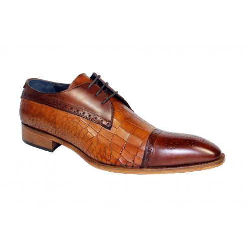 Duca Di Matiste "Teramo" Brown/Cognac Genuine Calfskin Lace-Up Shoes.