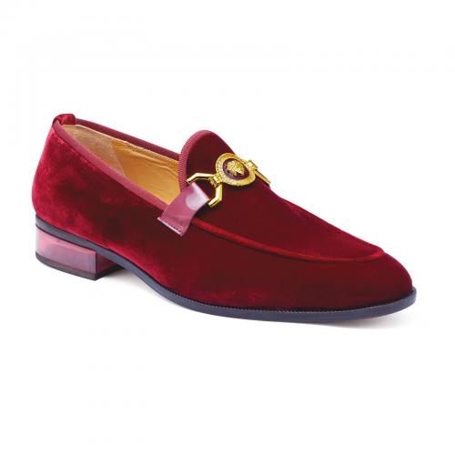 Mauri "Floss" Burgundy Genuine Cashmere Velvet Slip-on Loafers 4940.