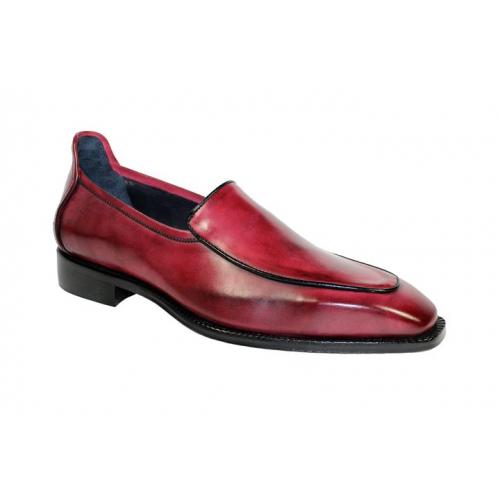 Duca Di Matiste "Fano" Antique Red Genuine Calfskin Loafer Shoes.