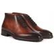Paul Parkman "791BRW24" Brown Burnished Hand-Painted Genuine Calfskin Oxford Ankle Boots