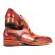 Paul Parkman ''8506-CML'' Red / Camel Genuine Leather Wingtip Derby Shoes