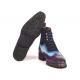 Paul Parkman "9736PTN" Purple / Light Blue / Navy Burnished Hand-Painted Calfskin Wingtip Rubber Soled Oxford Boots