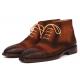 Paul Parkman "644BRW17" Antique Brown Burnished Genuine Suede Cap Toe Oxford Ankle Boots