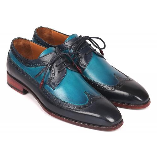 Paul Parkman "6931BLU" Blue / Navy Genuine Calfskin Wingtip Derby Shoes