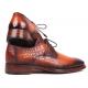 Paul Parkman "5254BRN'' Brown Genuine Calfskin Embossed Leather Derby Shoes