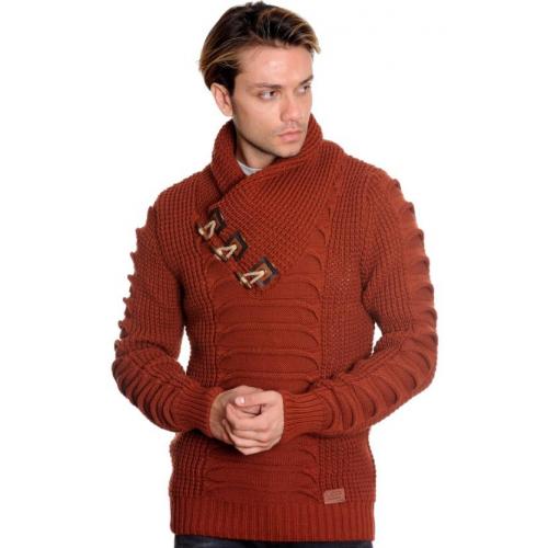 LCR Rust Shawl Collar Pull-Over Modern Fit Wool Blend Sweater 5577