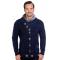 LCR Navy / Blue Button-Up Modern Fit Wool Blend Shawl Collar Sweater 6430