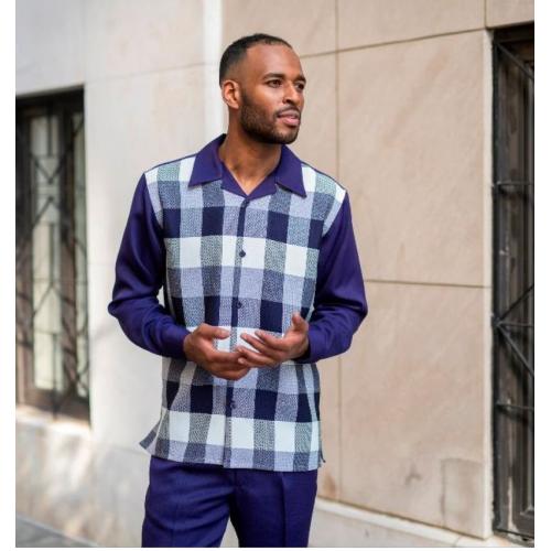 Montique Purple / White / Black Woven Checkered Plaid Long Sleeve Outfit 2026